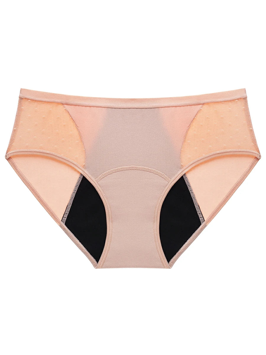 Slessic Female See-through Mesh Lace Polka Dot Plus Size Menstrual Period Leak-proof Women's Panties Underwear