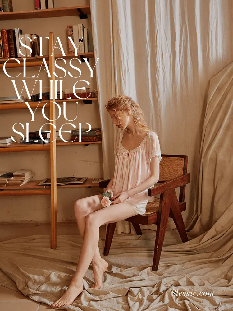 Slessic Eleganrt Classic Vintage Romantic nightwear nightdress pajamas online store