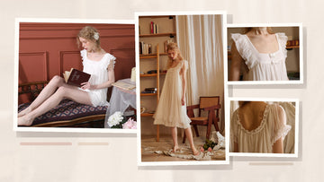 Slessic romantic white nightgown editorial mood board for choosing sleepwear by mood
