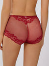 Back view of red mesh floral lace panties