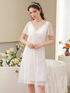 Soft floral nightgown with bow detail and airy drape
