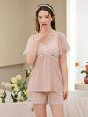 Soft cotton viscose sleepwear with lace trim