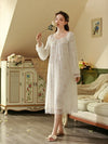 Vintage floral sleepwear with ruffled mesh trim