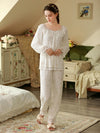 Cottagecore inspired pajama set with delicate lace trim