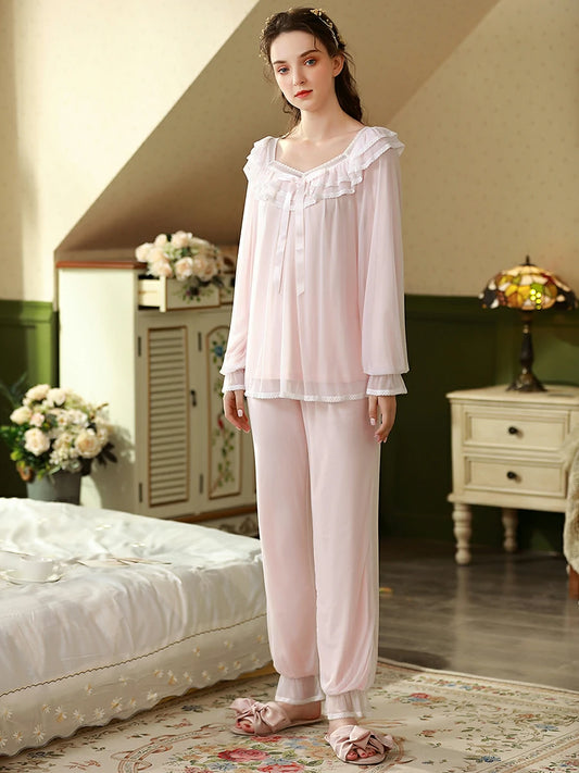 Soft viscose loungewear with romantic flowing silhouette