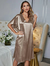Smooth satin lounge dress with classic shine