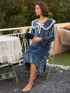 Soft velvet nightgown with romantic ruffle hem