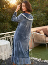 Vintage blue sleepwear with embroidered bow detail