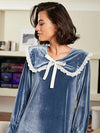 Cozy long sleeve velvet nightdress for winter lounging