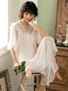 SlesSic blush pink mesh sleepwear dress with soft vintage aesthetic