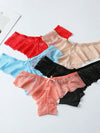 Multi-color floral lace lingerie panties collection flat lay