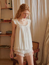 SlesSic vintage ruffle pajama set with soft flowy camisole and layered shorts