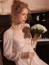 Romantic double layer nightdress with sheer long sleeves