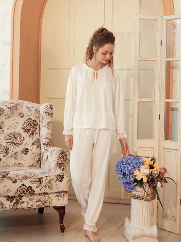 Slessic Vintage Style Romantic Cutout Lace Cotton Elegant