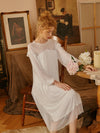Double layer lace nightgown with flowing midi silhouette