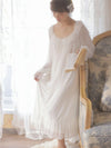 Romantic white princess sleep dress with flowing hem and breathable viscose fabric