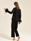 Elegant black satin sleepwear back view