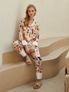 Boutique style satin sleepwear with relaxed button-up silhouette