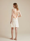 Open back satin nightdress with silky draped fabric and adjustable straps