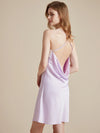 Backless satin nightdress with draped cowl back and delicate spaghetti straps