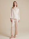 Soft blush satin crystal pajama set for women with elegant sleepwear silhouette