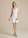 White satin slip nightdress with elegant draped neckline