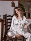 SlesSic giraffe print satin pajama set in luxury lounge style