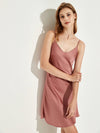 Dusty rose satin slip nightdress with silky drape