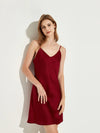 Elegant wine red satin sleep dress for women