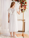 White romantic cotton nightdress with flutter sleeves