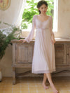 Elegant blush pink lounge dress with flowing silhouette