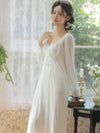 Lightweight viscose nightdress with delicate lace trim