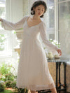 Romantic cottagecore sleepwear dress with sheer sleeves