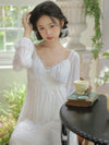Elegant long sleeve pink nightgown for women
