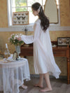 Vintage cottagecore sleepwear set with lace sleeves