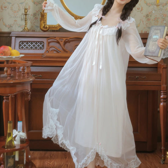 Romantic cottagecore nightgown with embroidered detail