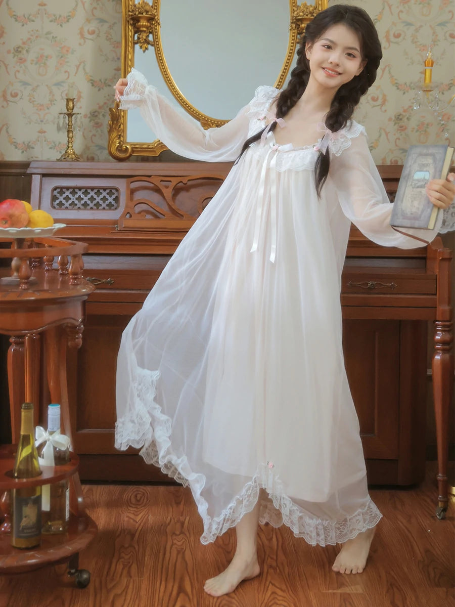 Romantic cottagecore nightgown with embroidered detail