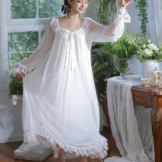 Princess style lace nightgown for elegant lounging