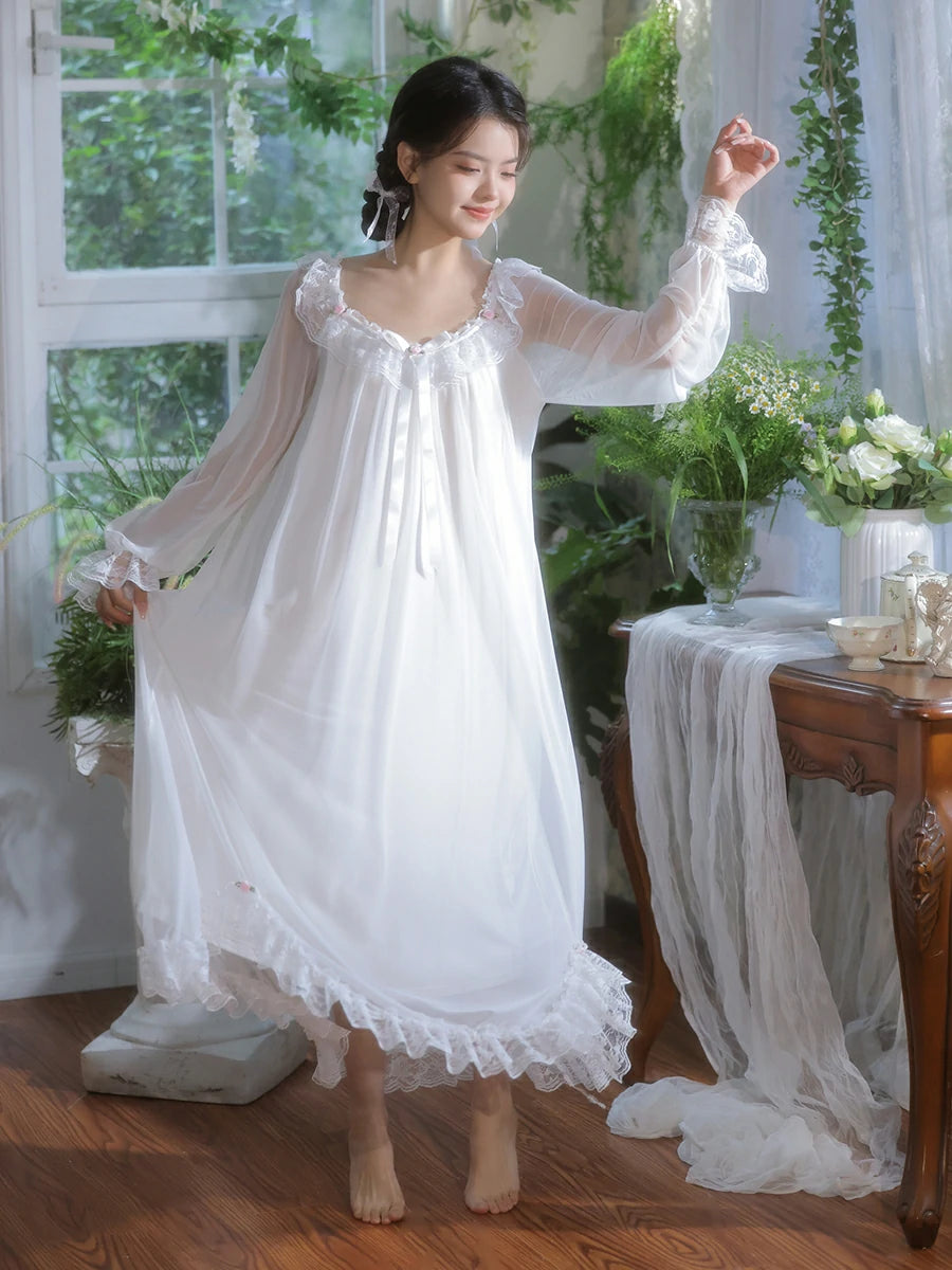 Princess style lace nightgown for elegant lounging