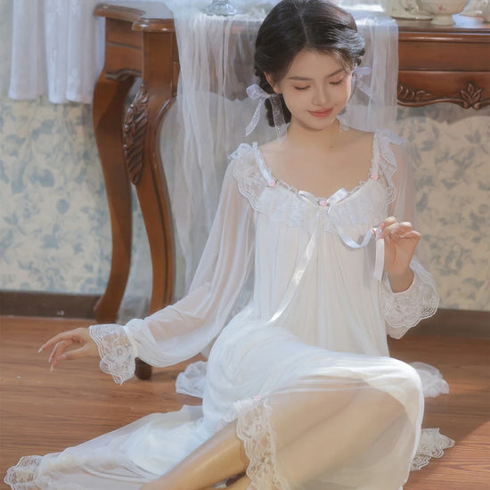 Lightweight viscose sleepwear with sheer mesh overlay