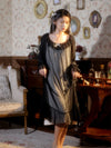 Black vintage mesh nightgown with sheer overlay and elegant gothic inspired styling