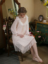 Feminine lace-trim sleepwear set for elegant homewear