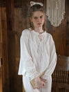 Cutout lace cotton pajama set with vintage long sleeves