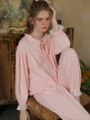 Vintage inspired cotton pajama set for cozy lounging