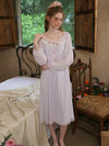 Romantic long sleeve nightdress with ruffled edge trim