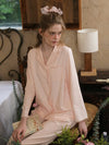 Cozy pastel pink pajama set with breathable cotton comfort fabric
