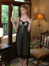 Romantic sheer black nightdress with soft ruffle hem