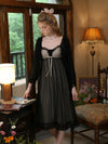 Elegant sheer mesh nightdress with feminine lace trim