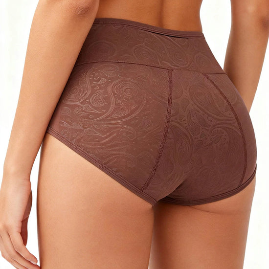 Close-up back detail of textured leakproof period briefs