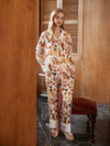 Luxury long sleeve sleepwear set with whimsical dog illustrations